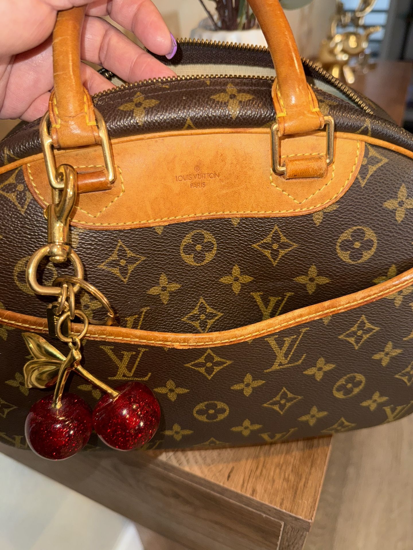 LOUIS VUITTON Monogram Trueville Hand Bag Brown Authentic LV wallet and key chain separate price