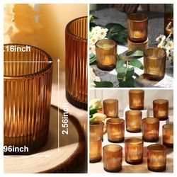  36-Pack Vintage Amber Votive Candle Holders, Glass Small Tea Lights Candle Holders for Table Centerpiece for Home Decor Party Fall Boho Decor