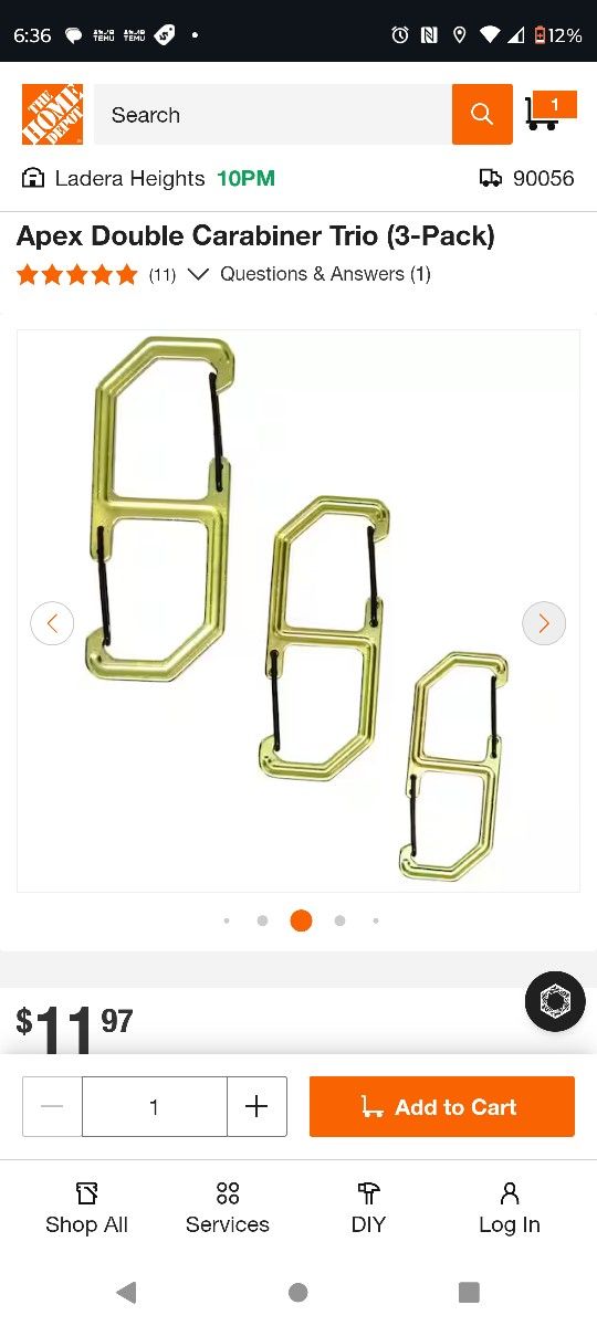 2x HILLMAN 3PC CARABINER SET