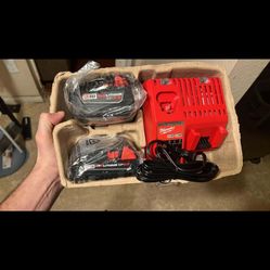 Milwaukee M18 Battery’s XC 5.0 And CP 2.0 And Charger Brand New 