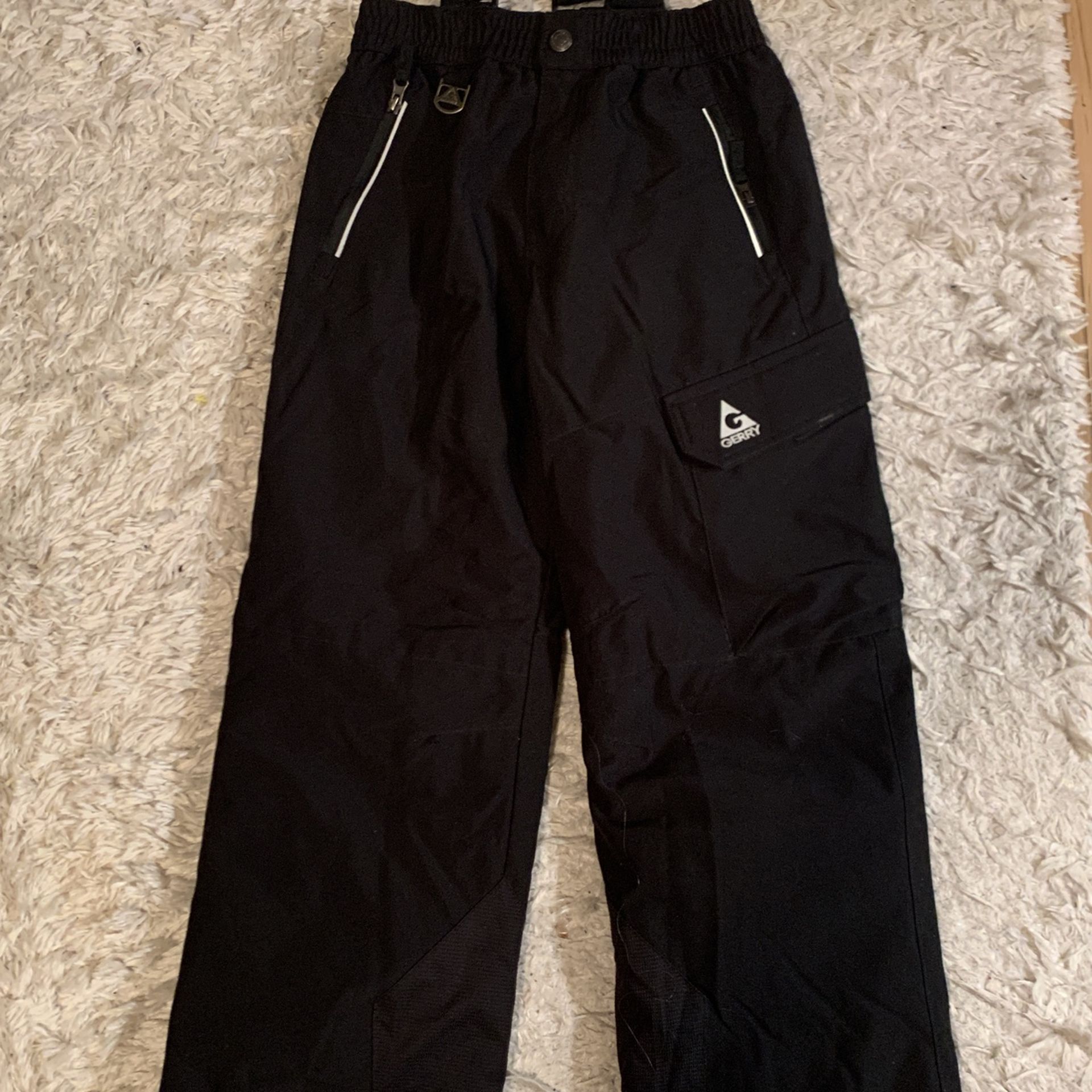 GERRY unisex black kids snow bibs size 10/12