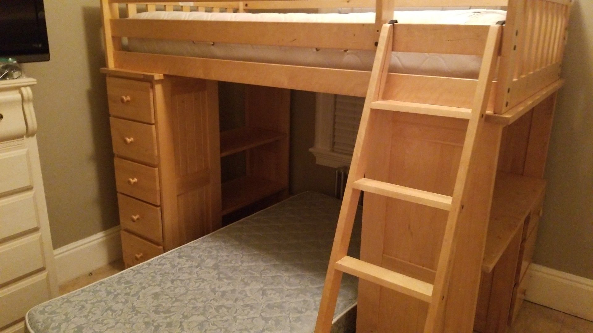 Wooden twin bunk bed