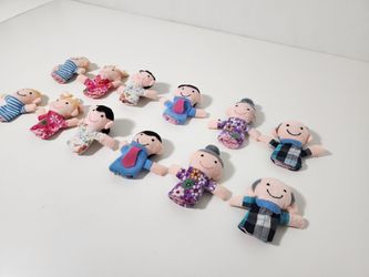 12pcs Plush Finger Family Members Set Toys for Children Story Time Playtime