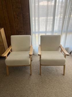 Mid Century Accent Chairs (Set of 2) — Curved Wood Arms