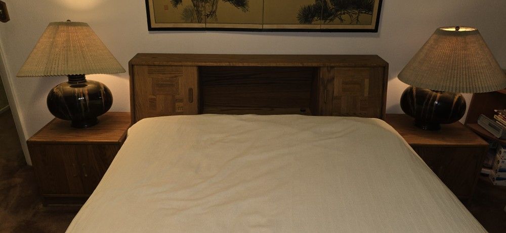 Queen Head board with two matching Night stands and bed