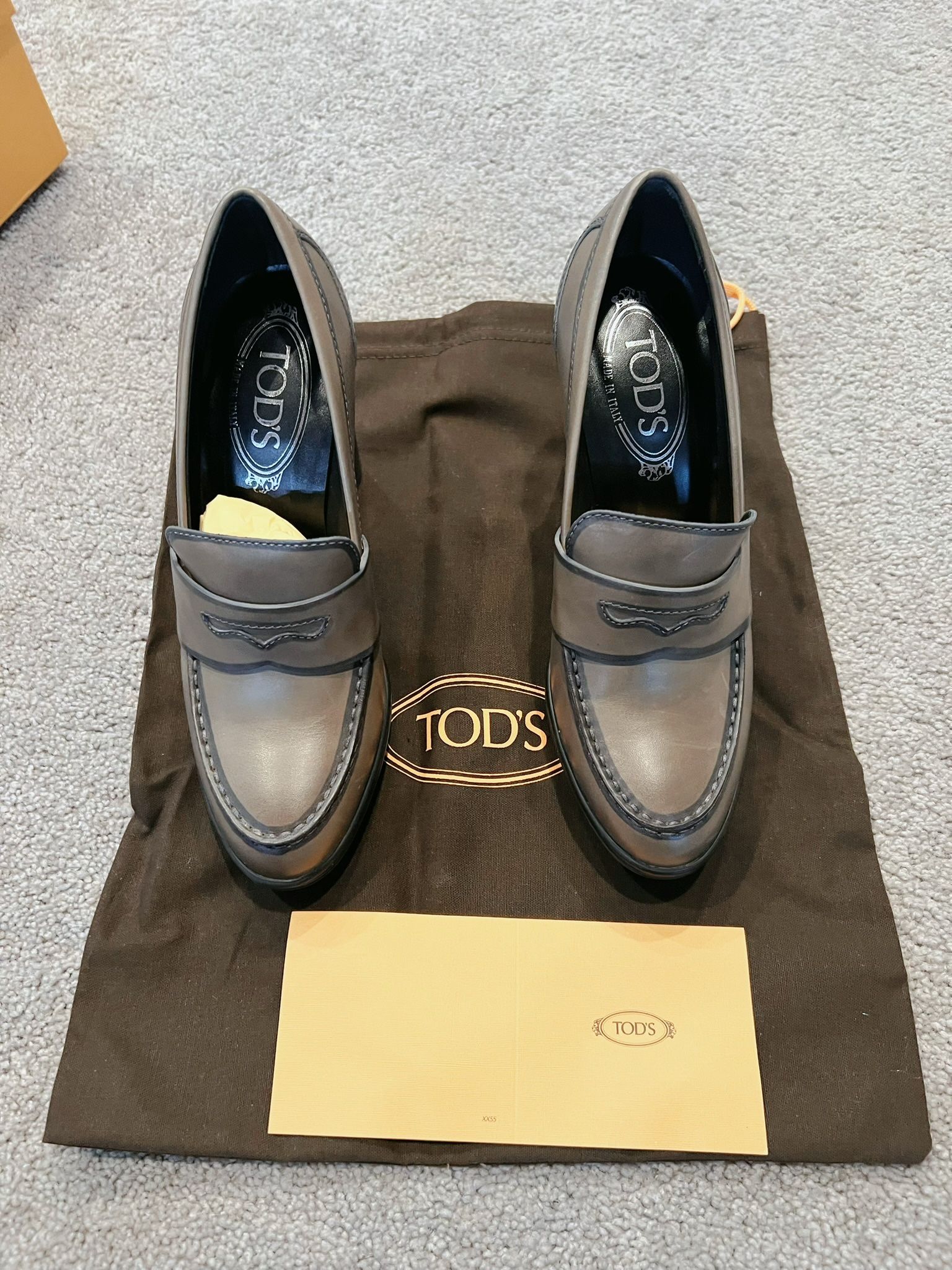 TOD’S Women’s Leather Penny Loafers with Block Heel – Made in Italy (Size 36)