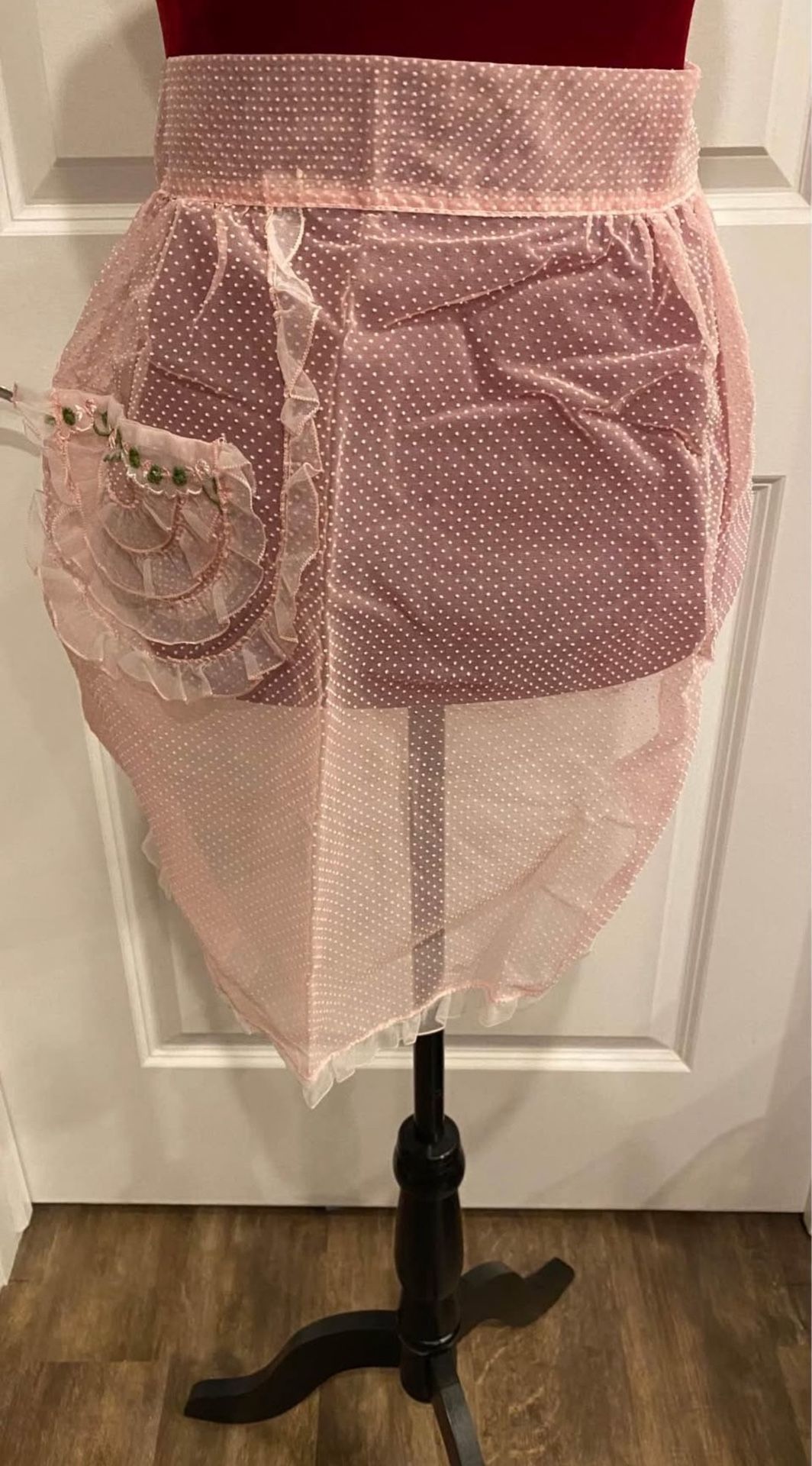 organza pink polka dot apron kitchen sexy