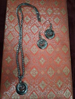 16" silver like necklace matching earrings