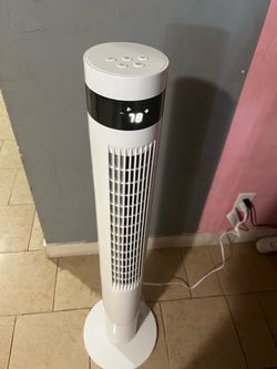 White Tower Fan with Digital Display