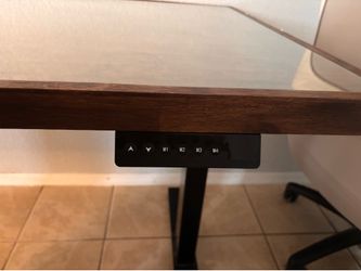 Electric Height Adjustable Standing Desk - Dark Wood Top - Memory Controls