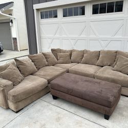 Huge Brown Sectional With Ottoman