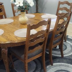Oak table and 6 chairs