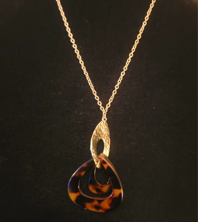 Tortoise Shell Gold Tone Necklace