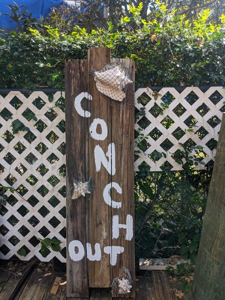 Conch Out Nautical Yard Art Decor Sign 4 Ft