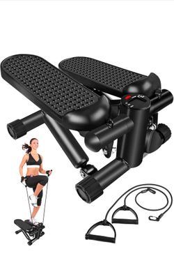 Steppers for Exercise, Stair Stepper with Resistance Bands, Mini Stepper with 300LBS Loading Capacity, Hydraulic Fitness Stepper with LCD Monitor