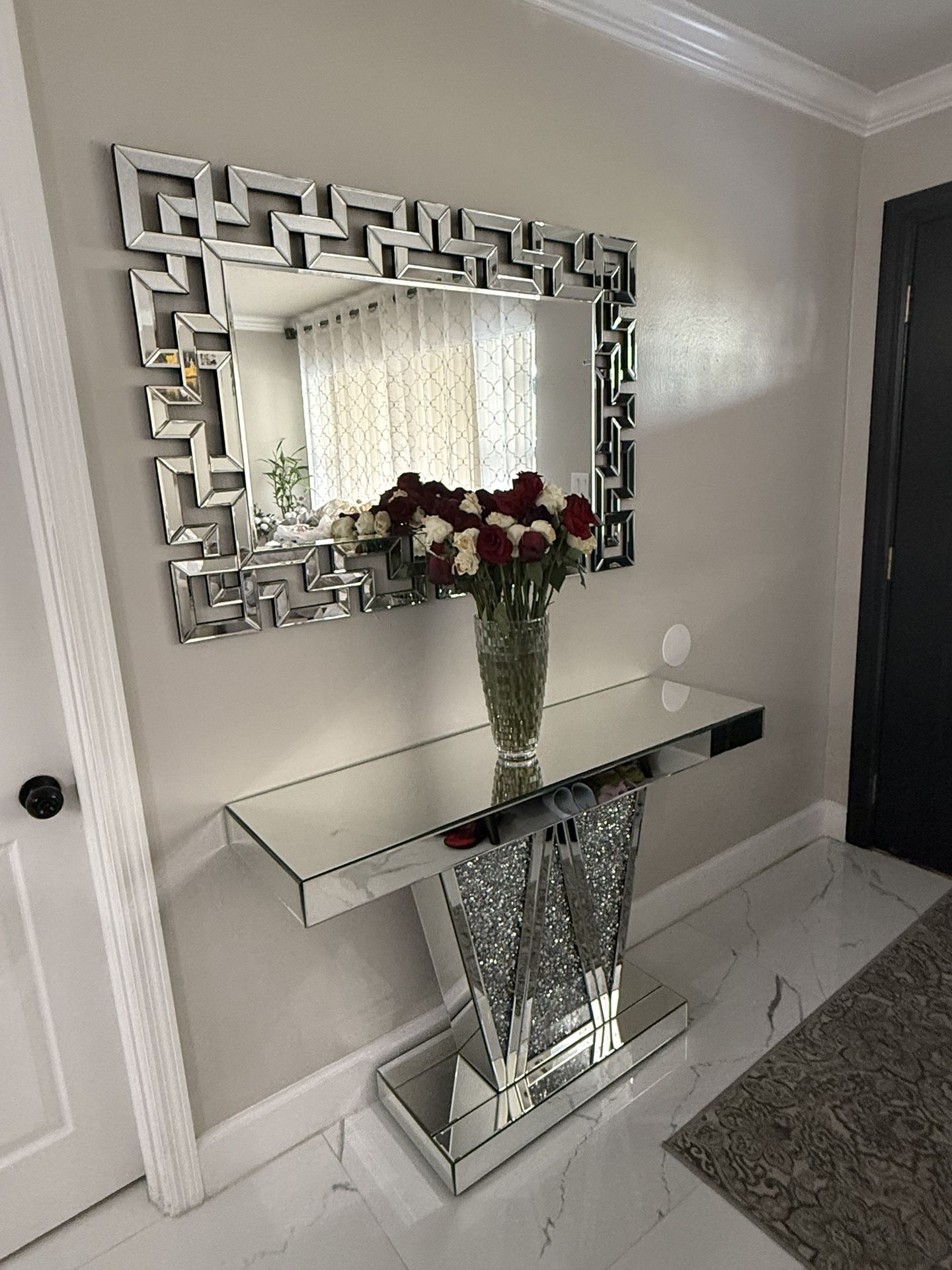 glass table plus mirror for sale