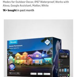 Govee Permanent Outdoor Liahts Pro. 200ft with 120 RGBIC LED Lights for Daily and Accent Lighting, 75 Scene Modes for Outdoor Decor, IP67 Waterproof, 