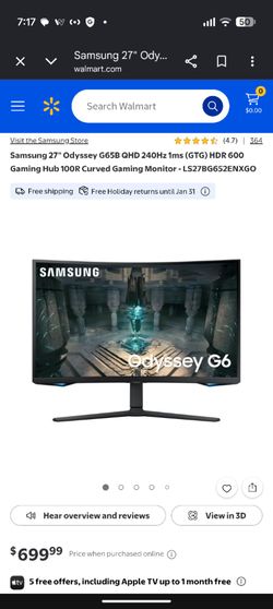 **Broken Screen** Samsung Odyssey G6 (G65B) 27" QHD 240Hz Curved Gaming Monitor