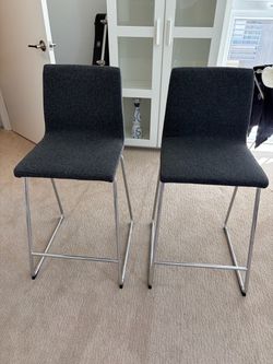 IKEA Dark Gray Fabric Counter Stools – Set of 2