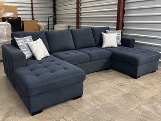 Large Blue Sectional Couch - Free Delivery 🛻