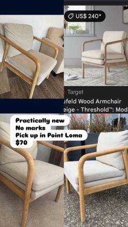 Wood Armchair contemporary Beige $70