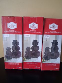 Holiday Time Honeycomb Snowmen Set of 2 – Lot of 3