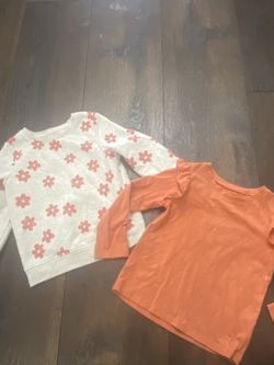 Lot Of 2 Girls Orange Ruffle Shirt And Sweater Size 4t By Cat & Jack #4