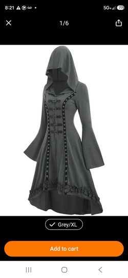 Gothic Hooded High-Low Dress Grey XL
