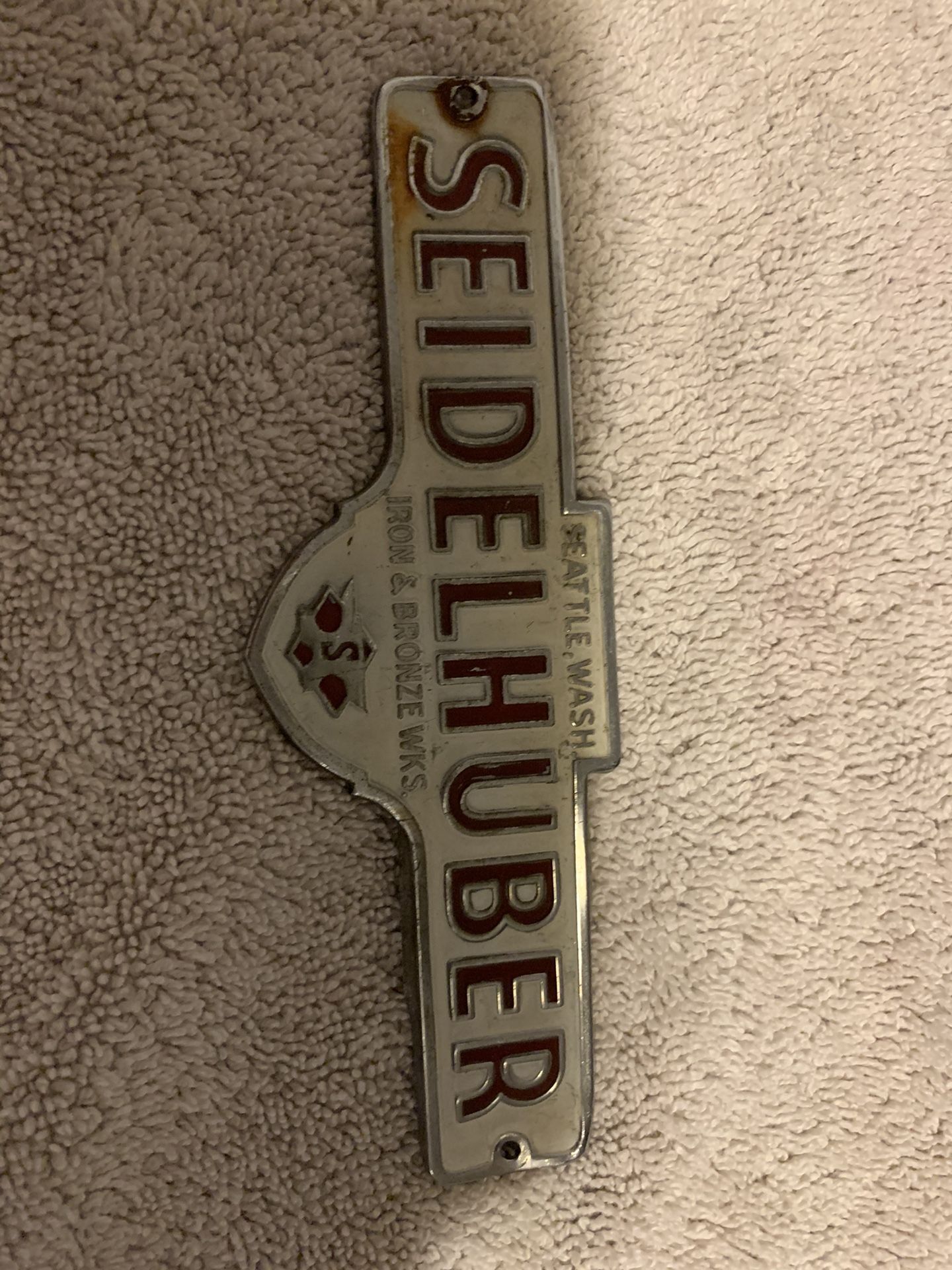 Seidelhuber metal nameplate