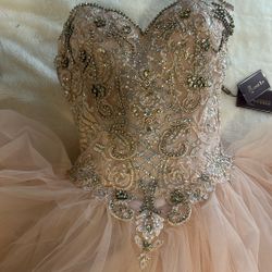 ✨ Stunning Blush Pink Ball Gown – Perfect for Quinceañera, Prom, or Formal Events ✨
