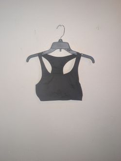Champion Women's Black Solid Racerback Wireless Pullover Logo Sports Bra M