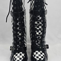 Funtasma Checkered High Heel Boots Size 8.5 – Like New
