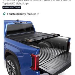 Tri-Fold Hard Tonneau Cover Aluminum Bed Compatible for 2016-2024 Toyota Tacoma (6 ft