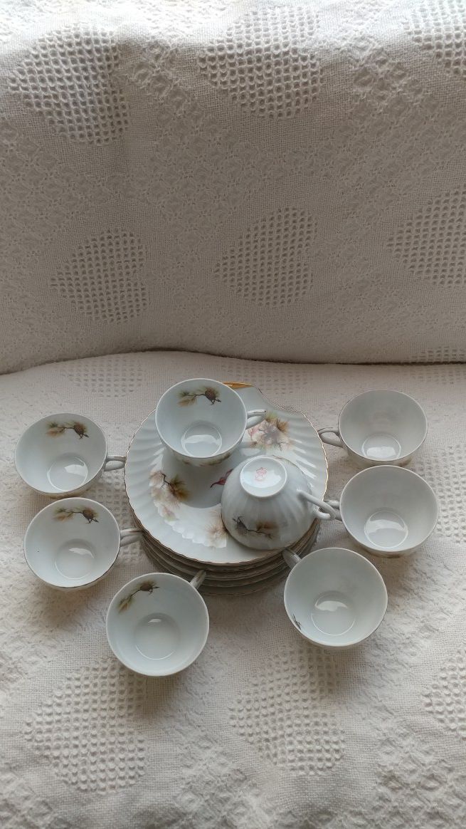Fine China sandwich and tea set. Svc for 8