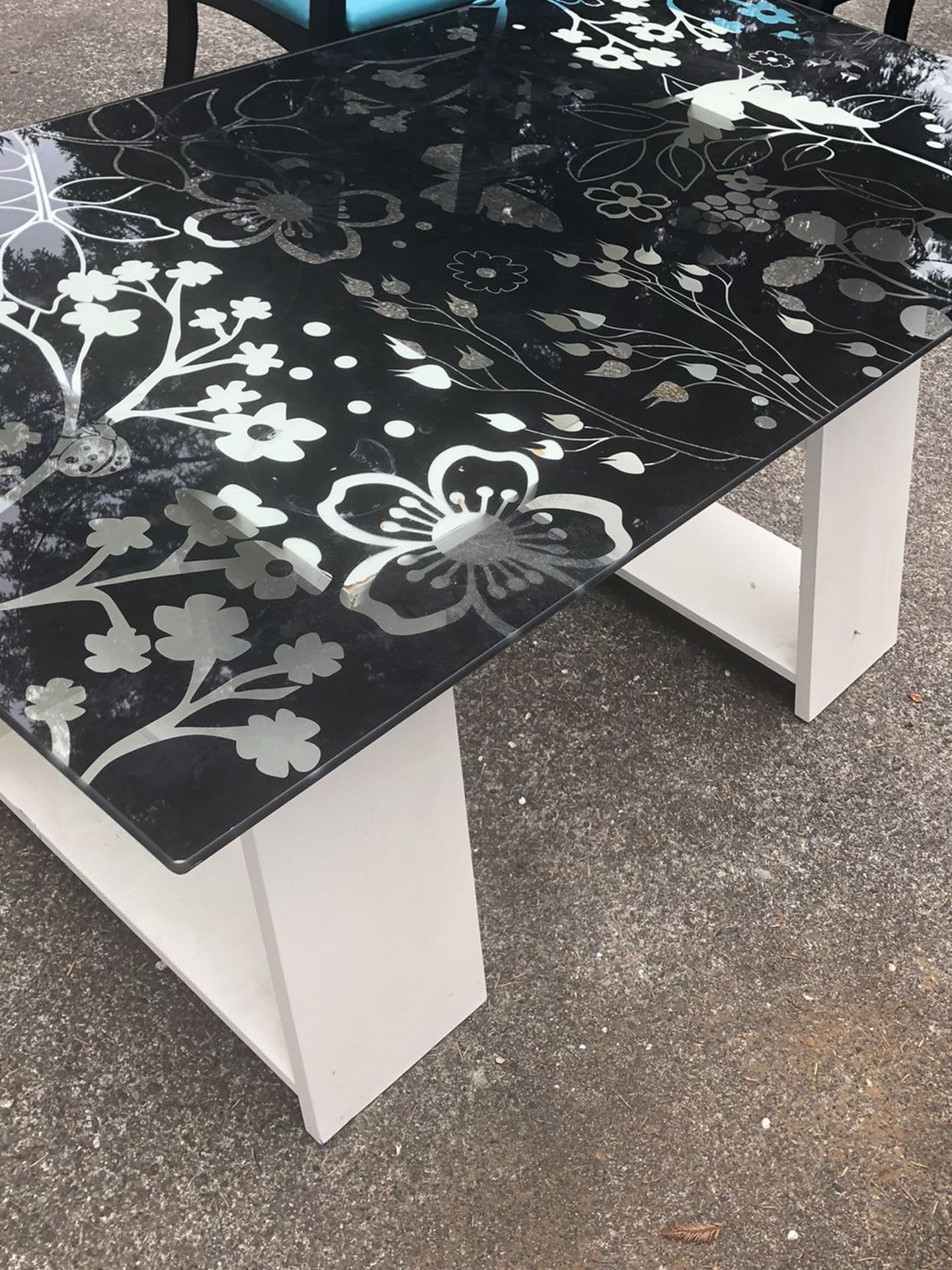 Ikea Vika Glasholm glass desktop/ floral patterned