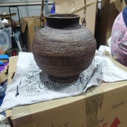 Vintage Philippines Woven Farmer's Basket