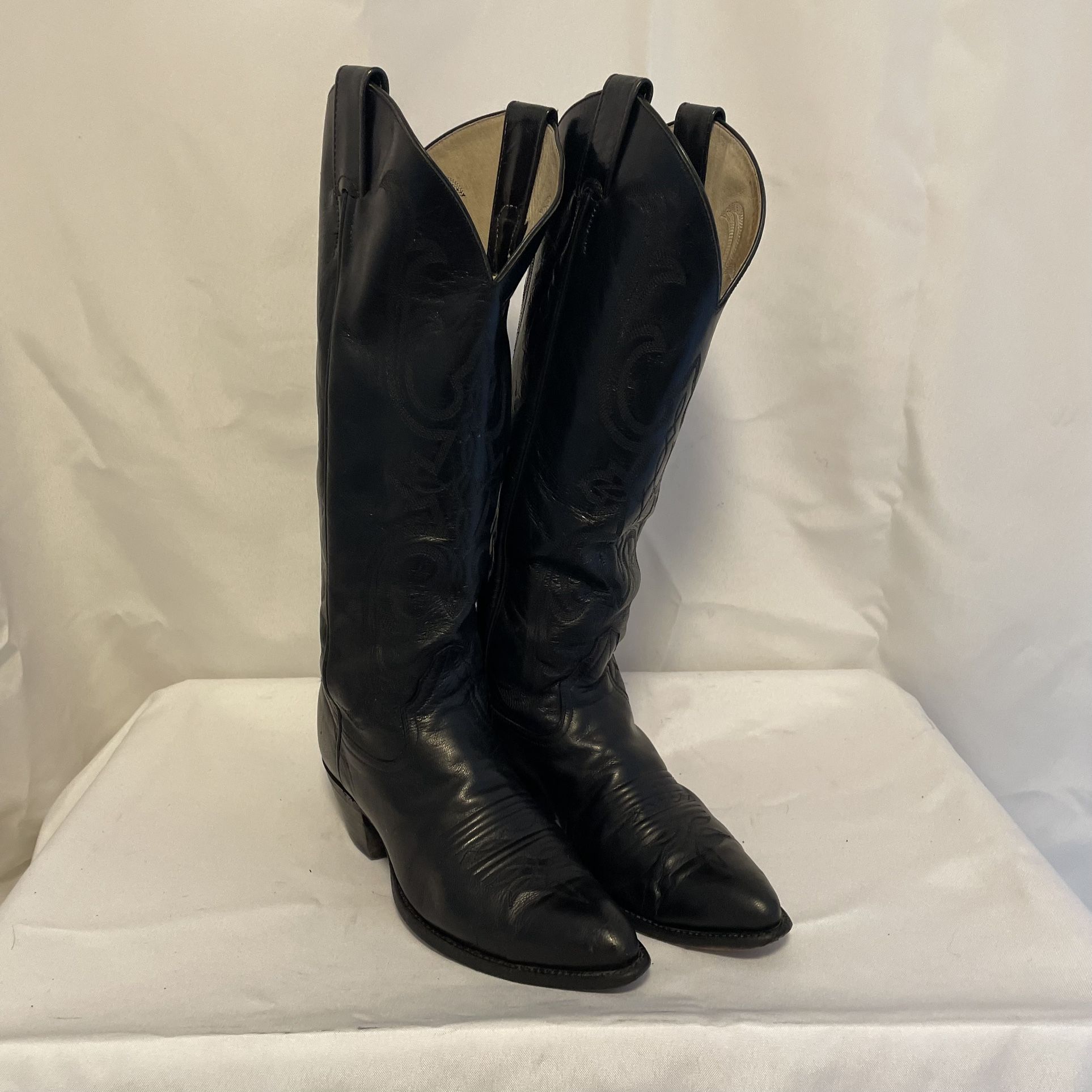 Vintage no brand Black Leather Western Cowboy Boots Womens 7.5