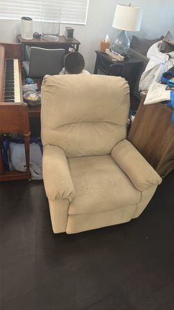 Beige Fabric Rocker Recliner Chair