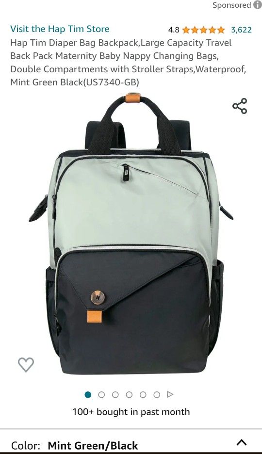 Hap Tim Diaper Bag Backpack,Large Capacity Travel Back Pack Maternity Baby Nappy Changing Bags, Double Compartments with Stroller Straps,Waterproof