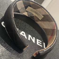 Authentic Burberry Leather Quilted Headband.