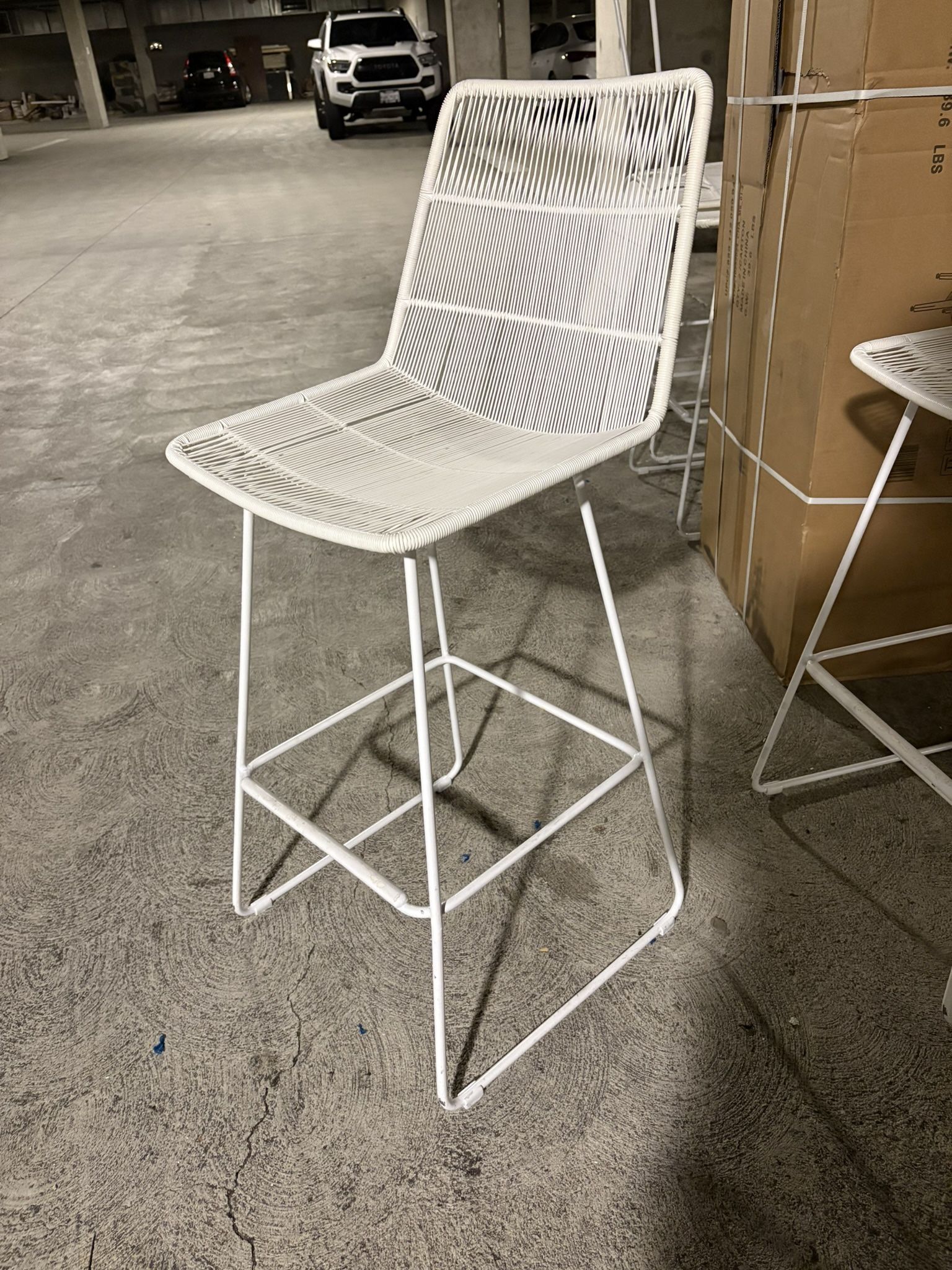 Set Of 7 White Bar Stools