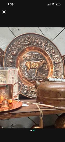 Large Vintage Copper Collectible Wall Plate