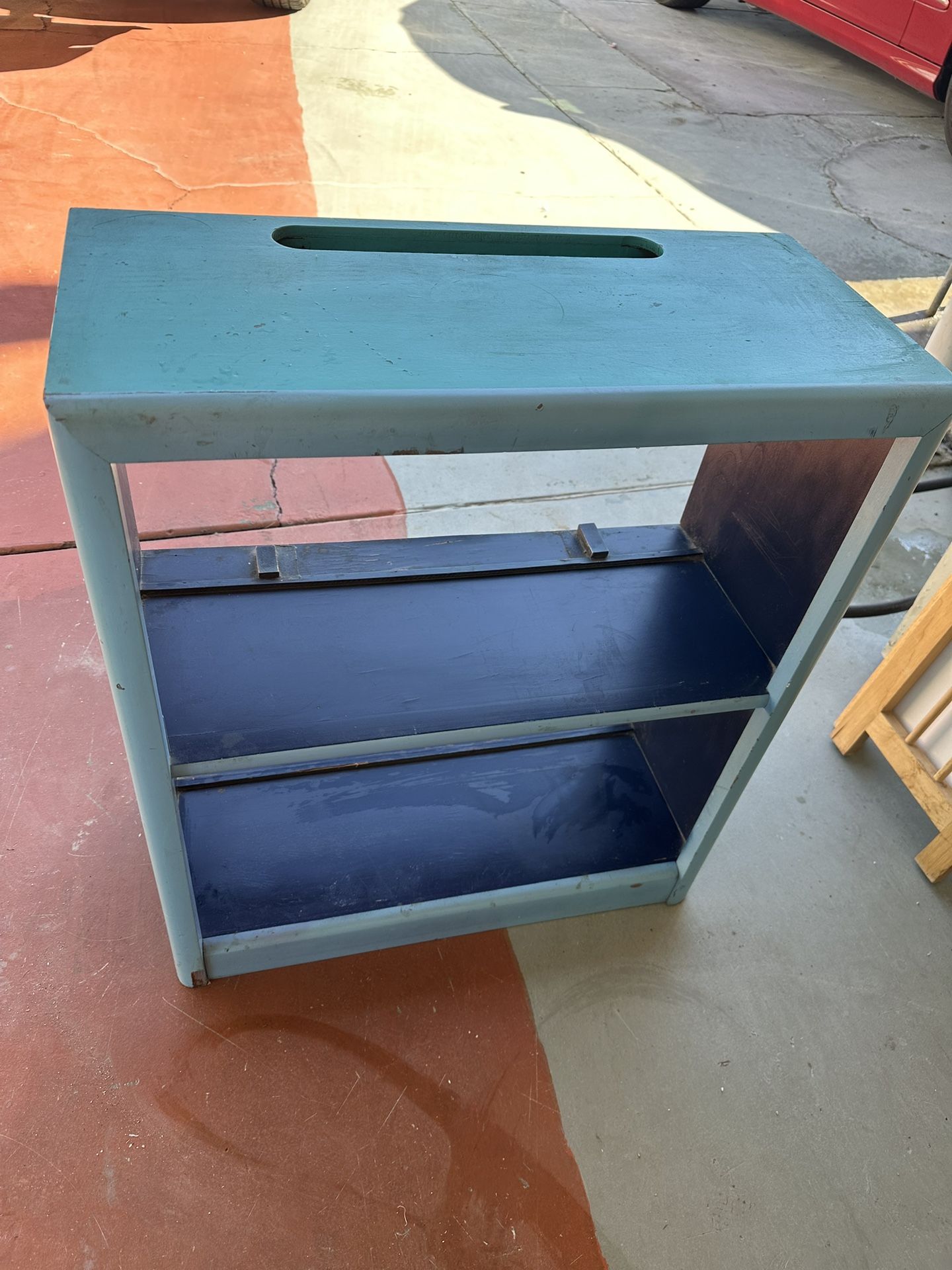 Small Wood Shelf Turquoise And Blue TV stand