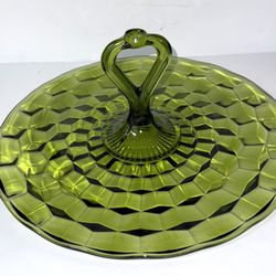 Vintage Colony Indiana Glass Whitehall Sandwich Tray Platter With Center Handle