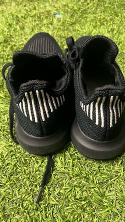 Black Knit Sneakers with White Stripe Detail