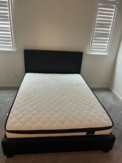 Brand new queen, size mattress, and bedframe