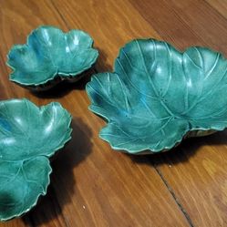 Lot of 3 * Ceramic LEAF Plates * Serving Trinket Display Party