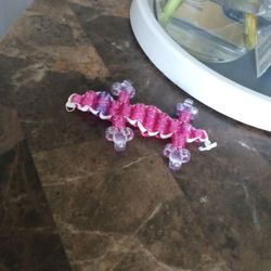 Glittery Bead Lizard With Jumpring Keychain