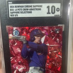2024 Bowman Chrome Sapphire Pete Crow-Armstrong Sapphire Selections Red 3/5 SGC 10 Rookie