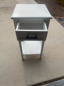 White Nightstand with Drawer and Shelf
